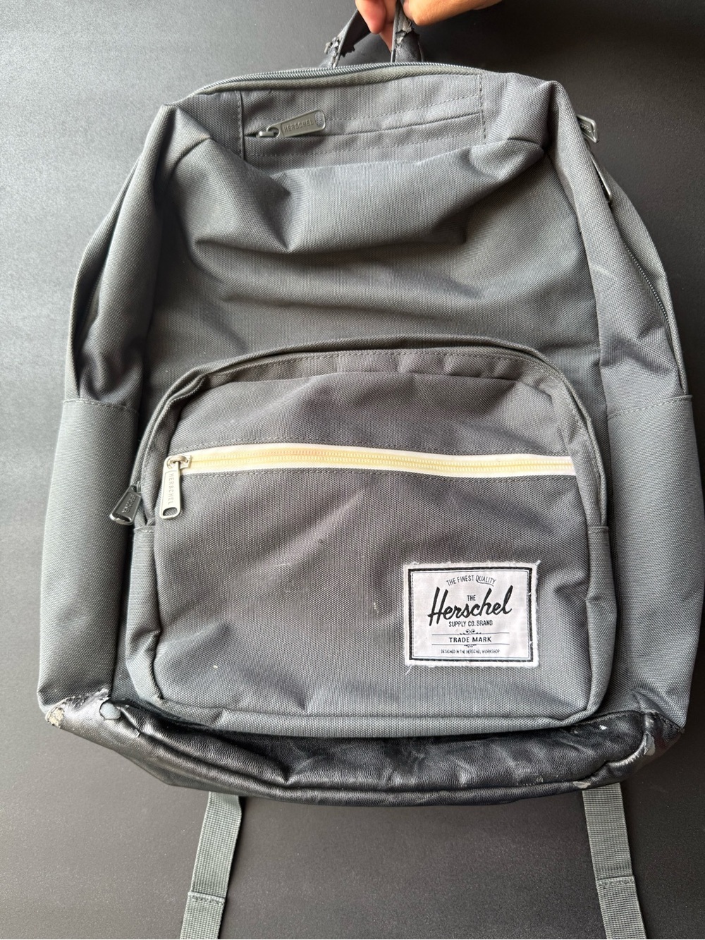 Herschel Supply Company Charcoal Gray Backpack with Cream Trim